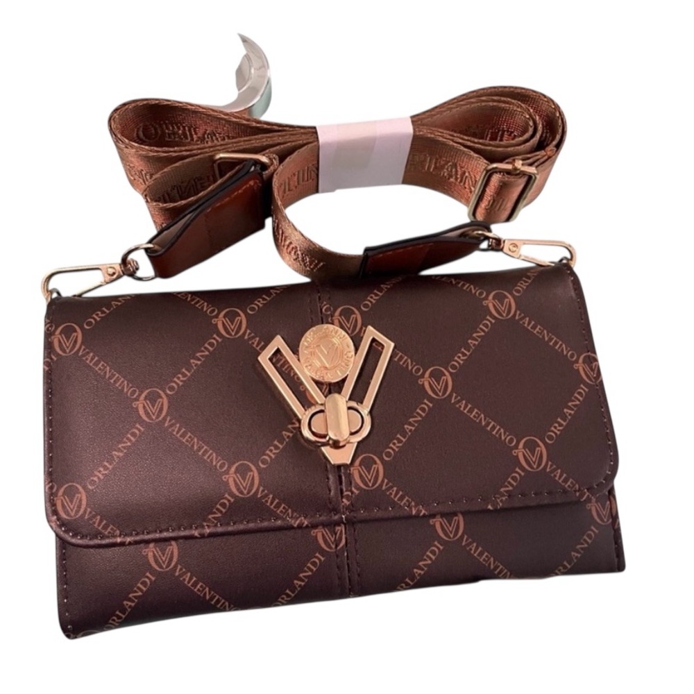 Valentino Orlandi Brown Crossbody Bag with Gold Accent